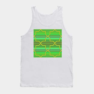 Golden Stars on Lime Green Stripes Tank Top